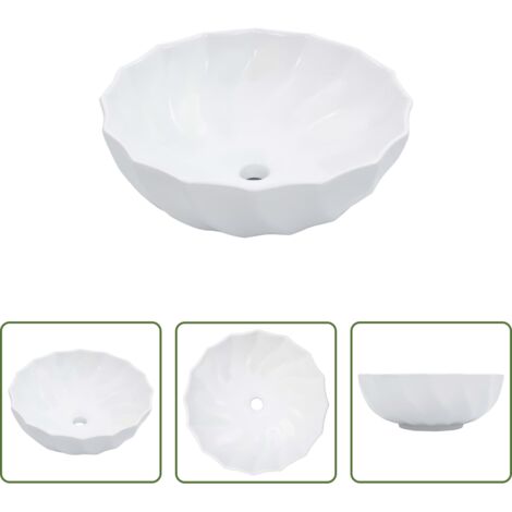 Lavabo rotondo -  Lavandino 46x17 cm in Ceramica Bianco