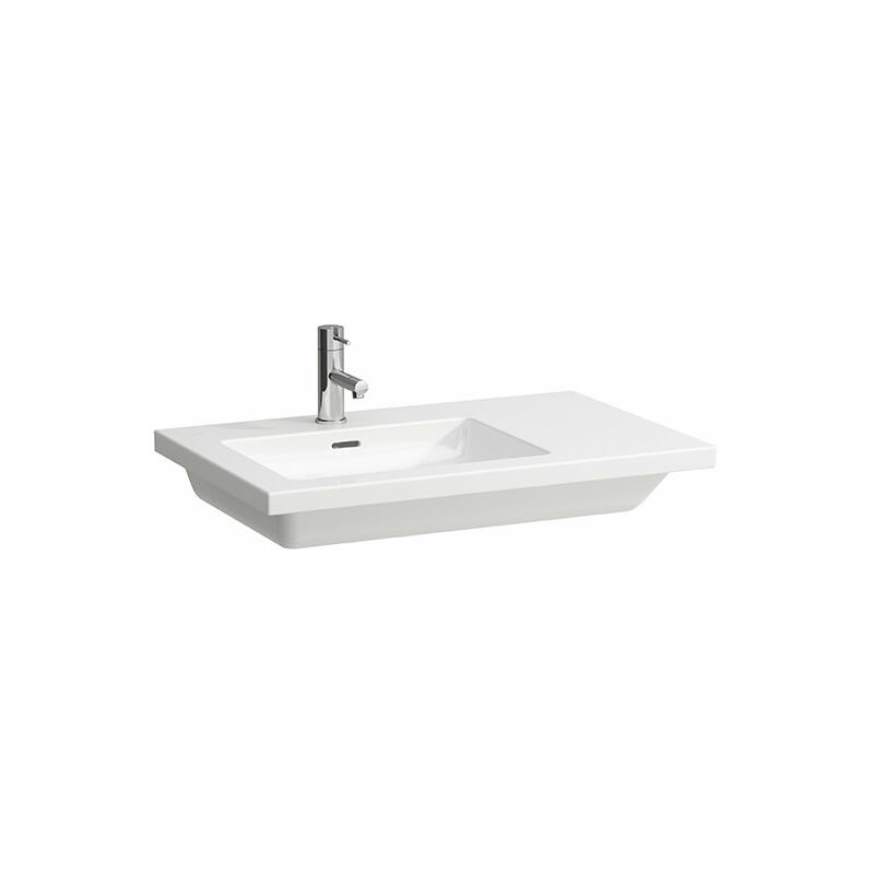 

Lavabo Running Living Square, asimétrico, repisa derecha, 3 agujeros para grifos, con rebosadero, 750x480, blanco - H8174380001081