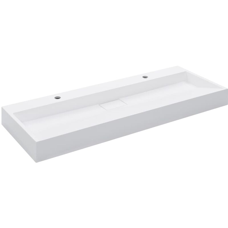 Lavabo salle de bain 120 cm fonte minérale/marbre blanc