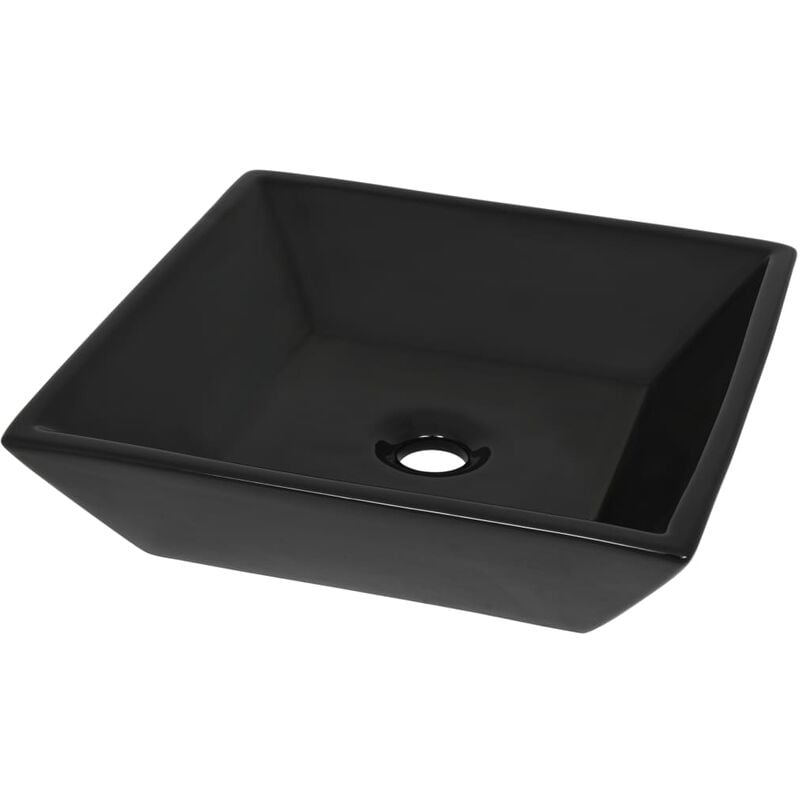 Helloshop26 - Lavabo salle de bain carré 41,5 x 41,5 cm céramique noir