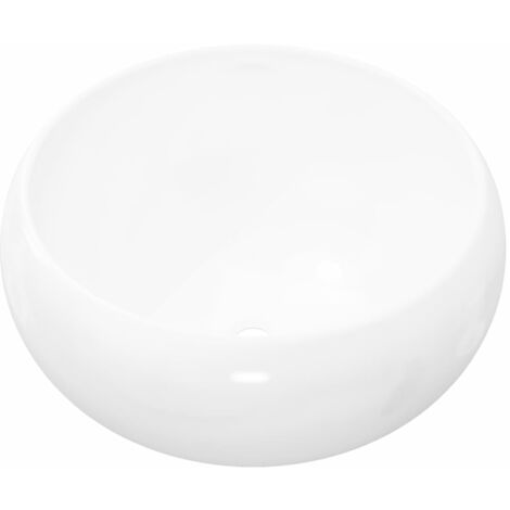 Lavabo salle de bain diamètre 40 cm rond céramique blanc