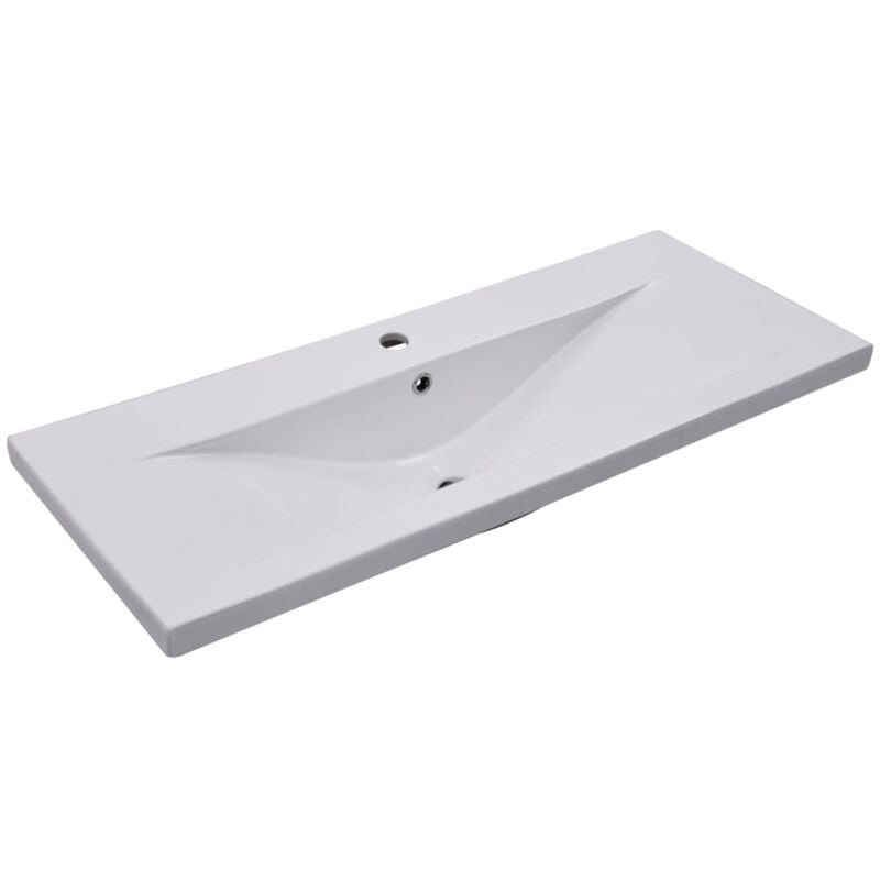 Lavabo salle de bain encastré 101 cm céramique blanc