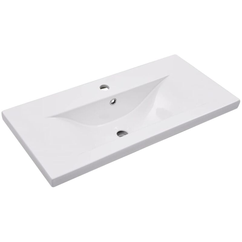 Lavabo salle de bain encastré 81 cm céramique blanc