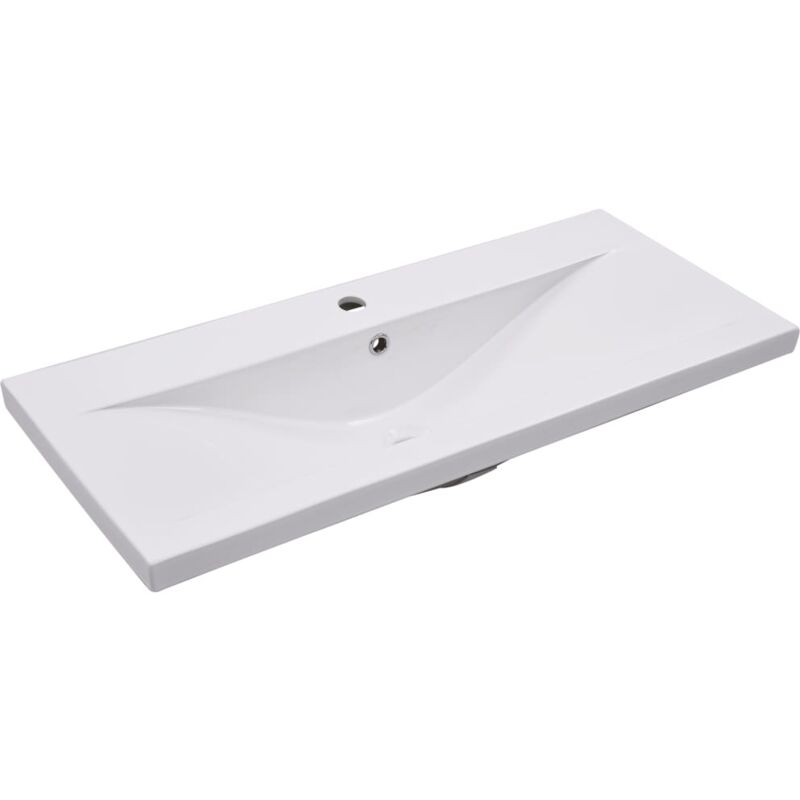 Lavabo salle de bain encastré 91 cm céramique blanc