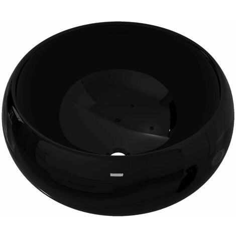 Lavabo salle de bain rond 40 x 15 cm céramique noir