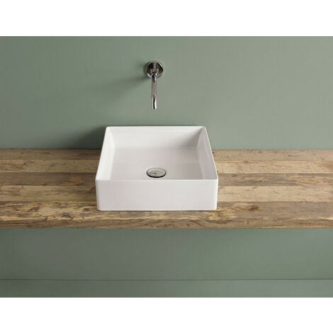 Lavabo Scalino appoggio cm. 38x38 salvaspazio in ceramica bianco