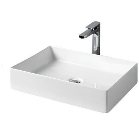 Lavabo Scalino appoggio cm. 55x38 in ceramica bianco lucido di