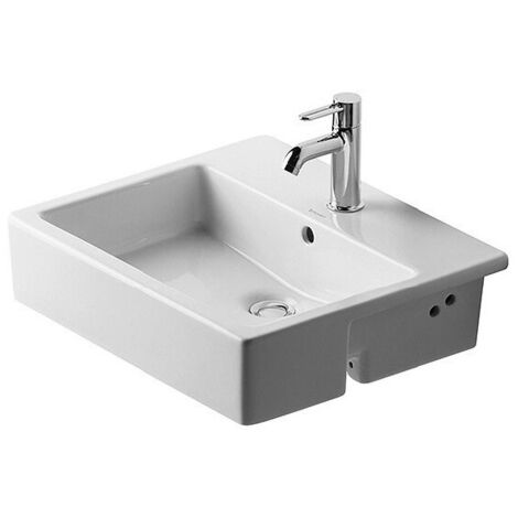 Lavabo semi-encastré Duravit WT VEROavec trop plein plage de robinettrie 550x470mm 1 trou de robinetterie blanc