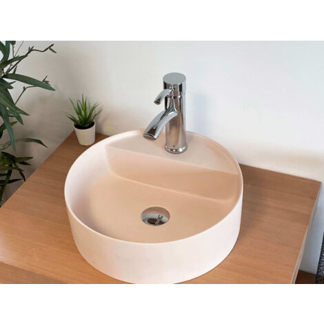 Lavabo semiencastrado - 42,5 cm - Solid Surface - Beige Rosado - Aurélie