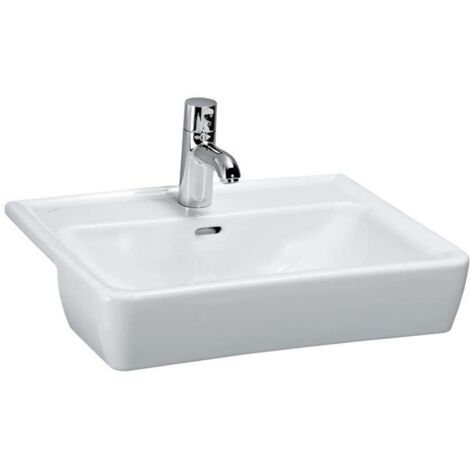 Lavabo semiencastrado LAUFEN PRO A 560 x 440 mm, 1 orificio para grifería, blanco LAUFEN
