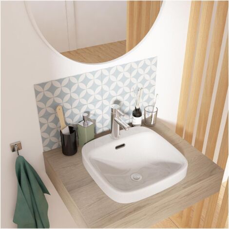 Lavabo semincasso quadrato in ceramica bianca JADE 37cm