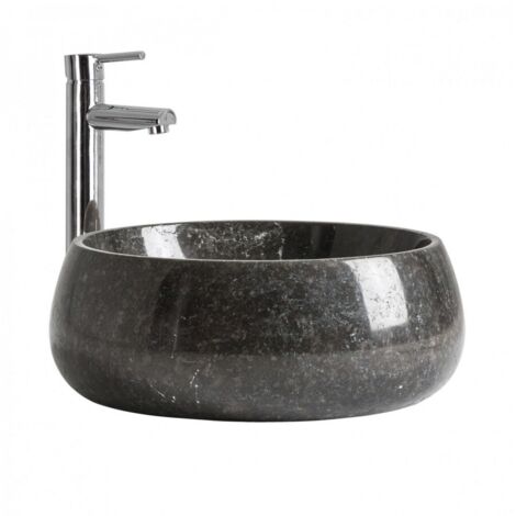 Lavabo shabby chic marbre noir brillant Coralye