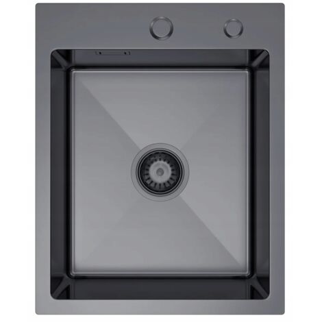 Lavabo singolo Nayes 40x50 cm, grafite nera, con dispenser d'acqua.