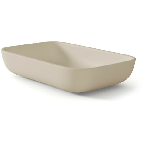 Lavabo Sobre Encimera Baño Resina Mineral Recubierta de Poliuretano Acrílico  Lavabo Baño para Encimera 51x33cm  Beige