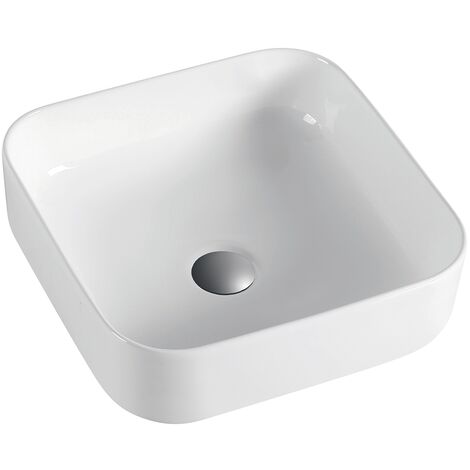Lavabo Sobre Encimera Cerámico  Blanco Brillo  Lavadero Baño Cerámico Sobremesa  39cm x 39cm