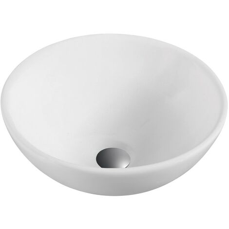 Lavabo Sobre Encimera Cerámico  Blanco Mate  Lavamanos Baño para Encimera Ovalado  40cm de Diámetro