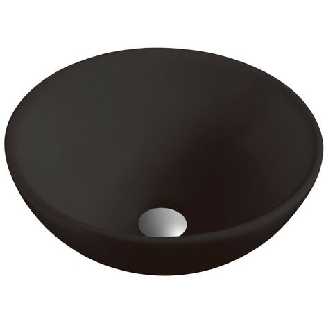 Lavabo Sobre Encimera Cerámico  Negro Mate  Lavamanos Baño para Encimera Ovalado  40cm de Diámetro