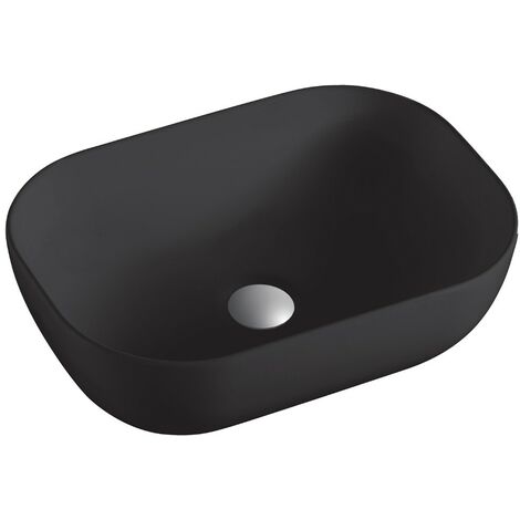 Lavabo Sobre Encimera Cerámico  Negro Mate  Lavamanos Baño para Encimera Rectangular  45,5cm x 33cm