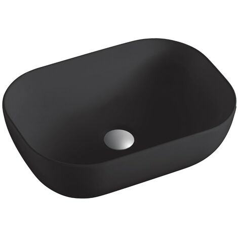Lavabo Sobre Encimera Cerámico  Negro Mate  Lavamanos Baño para Encimera Rectangular  50,5cm x 40,5cm