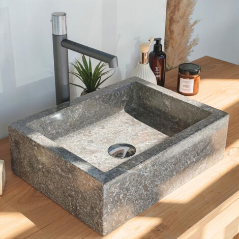 lavabo sobre encimera cuarto de baño MILÁN rectángulo 30 x 40 cm gris topo