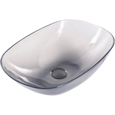 Lavabo sobre encimera de baño solid surface semi transparente 54 x 36 cm negro MOENGO