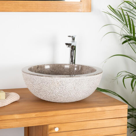 lavabo sobre encimera de mármol ESTRÓMBOLI gris topo 40 cm