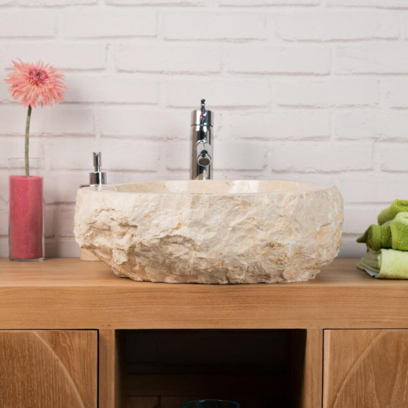 lavabo sobre encimera grande para cuarto de baño ROCA de mármol crema - 511