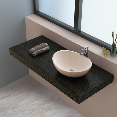 Lavabo sobre encimera ovalado - 42 cm - Solid Surface - Rosa Beige - Ovéa
