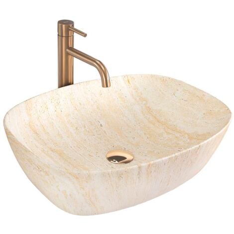 LAVABO SOBRE ENCIMERA REA FREJA TRAVERTINE OVAL BEIGE MATT