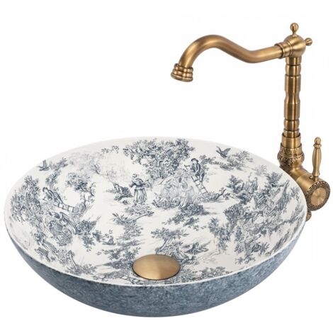 LAVABO SOBRE ENCIMERA REA JULIANA WHITE BLUE