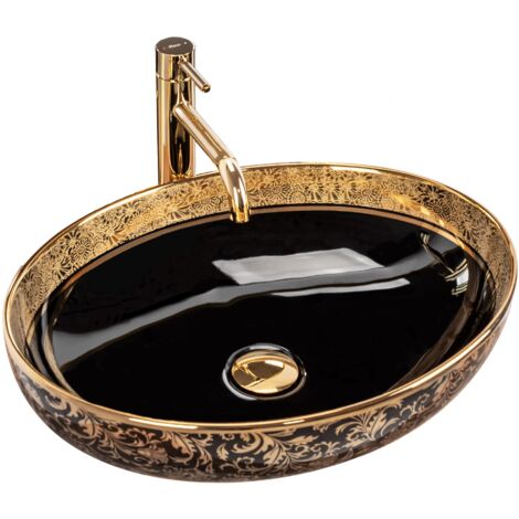 LAVABO SOBRE ENCIMERA REA MARGOT NEGRO / ORO