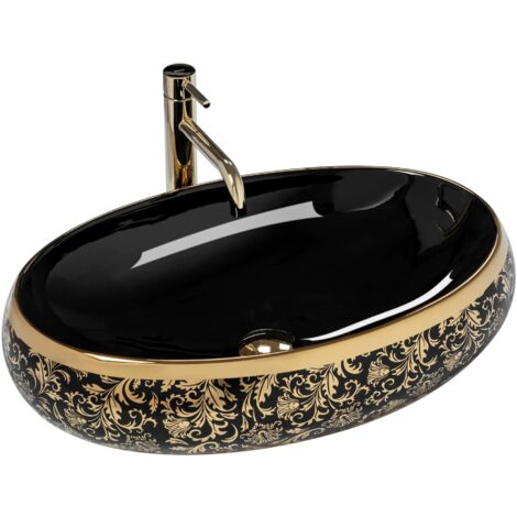 LAVABO SOBRE ENCIMERA REA MERYL NEGRO / ORO