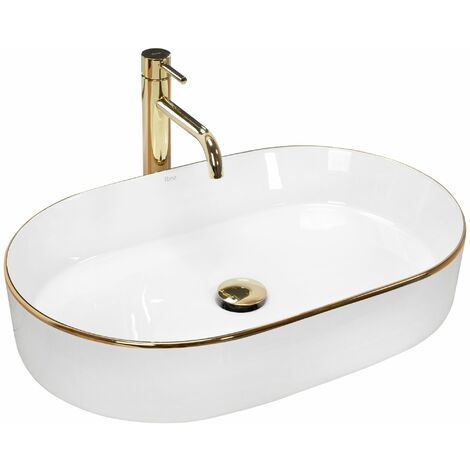 LAVABO SOBRE ENCIMERA REA NADIA BLANCO ORO EDGE