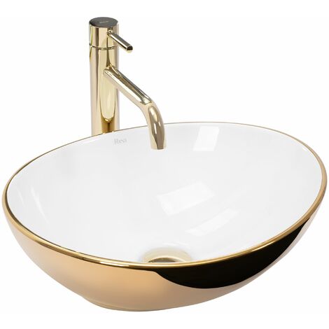 LAVABO SOBRE ENCIMERA REA SOFIA ORO / BLANCO