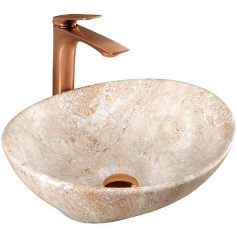 LAVABO SOBRE ENCIMERA REA SOFIA SAVANA OVAL BEIGE