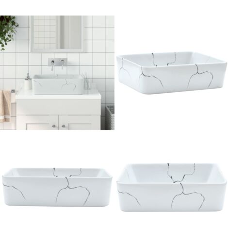 Lavabo sobre encimera rectangular cerámica blanco 46x35,5x13 cm - Baño - Cerámica