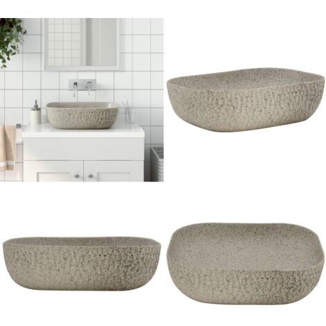 Lavabo sobre encimera rectangular cerámica gris 48x37,5x13,5 cm - Cerámica gris - Baño moderno