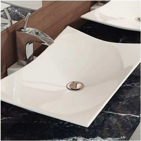 LAVABO SOBRE ENCIMERA RECTANGULAR DE CERÁMICA PARA BAÑO BLANCO MODELO Gea 59X39X10CM