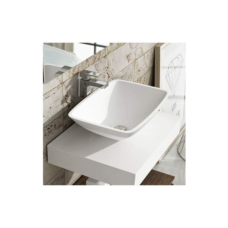 

Lavabo Sobre Encimera Rectangular Solid Surface 50X35X16Cm Blanco