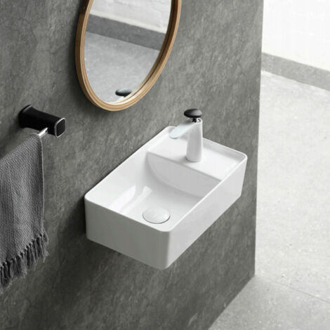 Lavabo sobre encimera rectangular IDRO de cerámica blanca 43x26,5cm