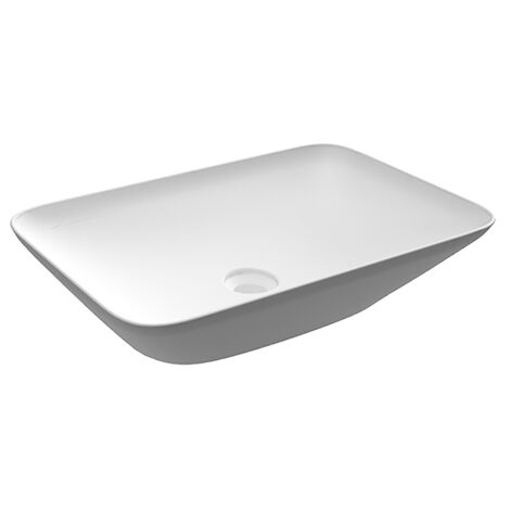 Lavabo sobre encimera rectangular sin orificio - 55x36 cm, blanco