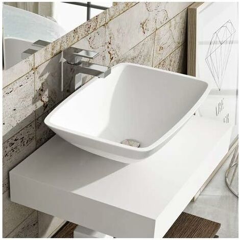 BATHME NIZA Encimera de Baño con Lavabo SOLID SURFACE Negro Mate Color Roble