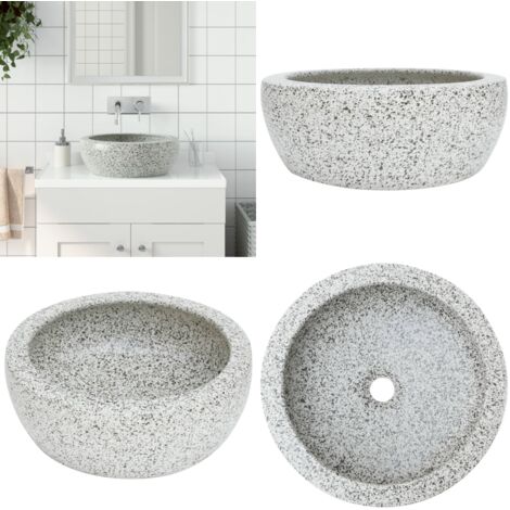 Lavabo sobre encimera redondo cerámica gris Φ41x14 cm - Cerámica gris - Baño moderno