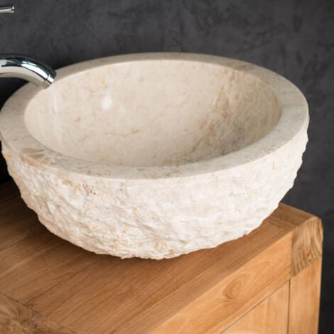 lavabo sobre encimera ROMA de mármol crema 35 cm