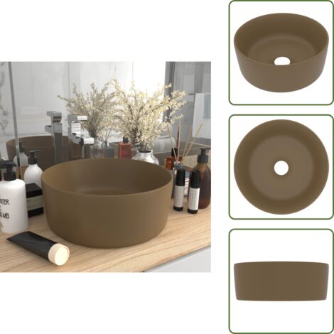 Lavabo sobre encimera - vidaXL Lavabo de lujo redondo cerámica crema mate 40x15 cm - Lavabo de crema mate