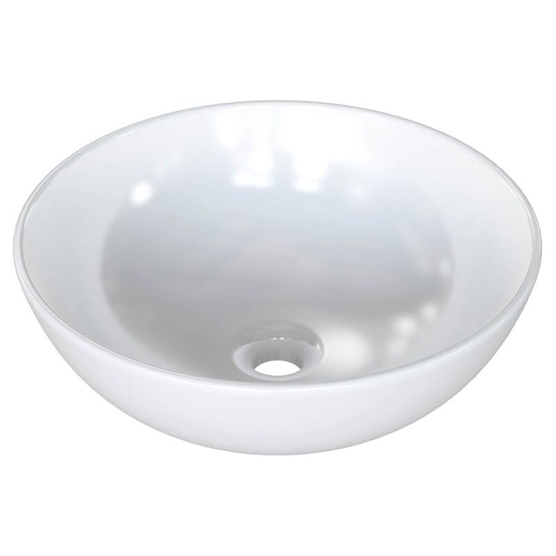 

Lavabo lavamanos cerámico circular sobre encimera baño aseo color blanco pila moderno 41'5 cm