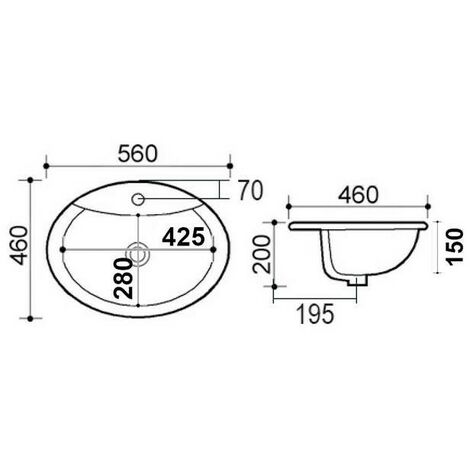 Lavabo soprapiano 56x46 cm LS66 bianco