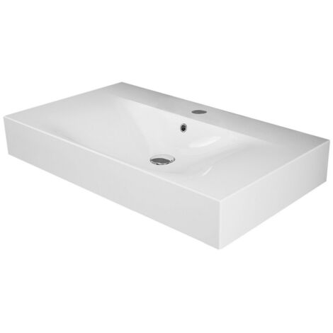 Lavabo sospeso 100cm in ceramica bianca Rak Des