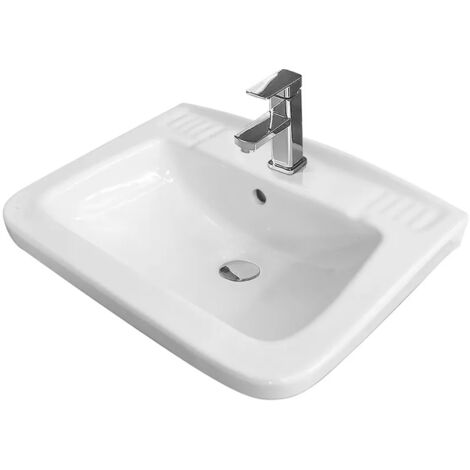 Lavabo sospeso 45x35 salvaspazio bianco in ceramica