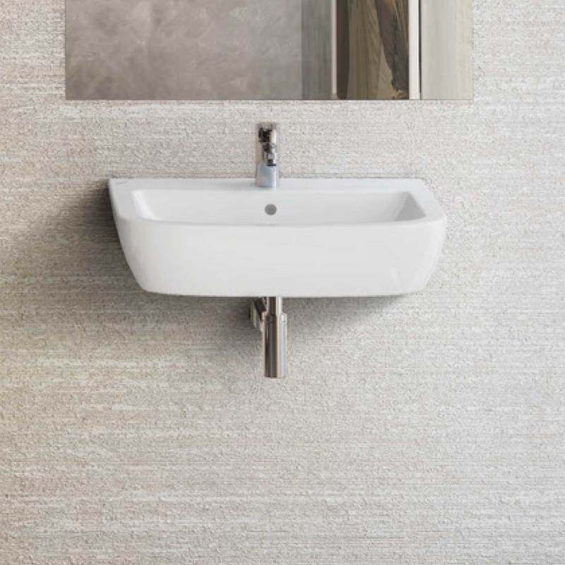 Lavandino Bagno Con Colonna Dolomite.Lavabo Sospeso 50x44 In Ceramica Dolomite Gemma 2 J521401